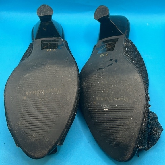 Pierre Dumas Serena Glittery Beaded black Heeled Mules Women Size 7M, open toe - Picture 5 of 8